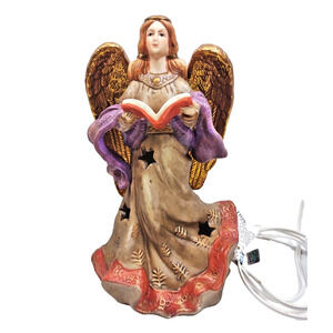 Vintage Ceramic Holiday Angel Tabletop Night Light by Elements 10 in Glow NIB